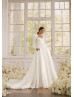 Beaded Ivory Lace Satin Wedding Dress With Pockets